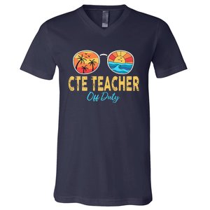 CTE Teacher Off Duty Happy Last Day Of School Summer Premium V-Neck T-Shirt