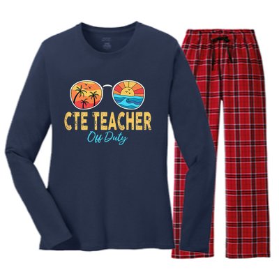 CTE Teacher Off Duty Happy Last Day Of School Summer Premium Women's Long Sleeve Flannel Pajama Set 