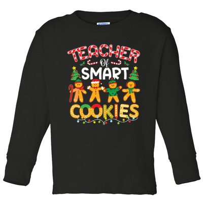 Christmas Teacher Of Smart Cookies Funny Cute Gingerbread Toddler Long Sleeve Shirt