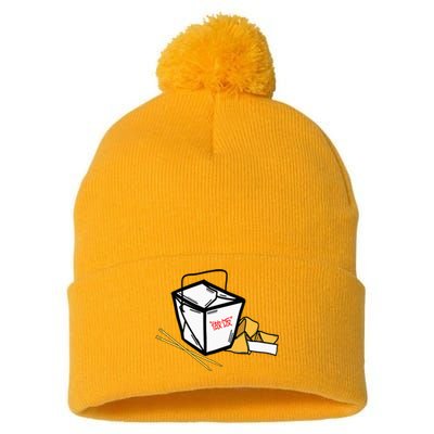 Chinese Take Out Fortune Cookie Asian Inspired Pom Pom 12in Knit Beanie