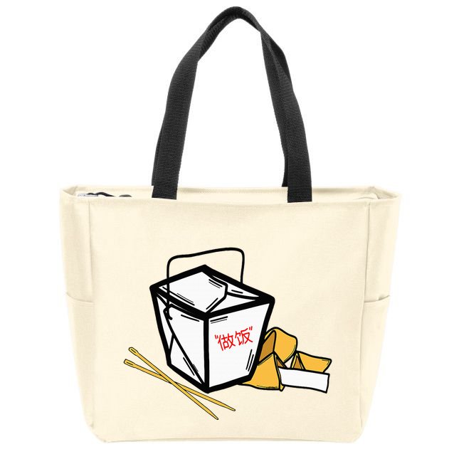 Chinese Take Out Fortune Cookie Asian Inspired Zip Tote Bag