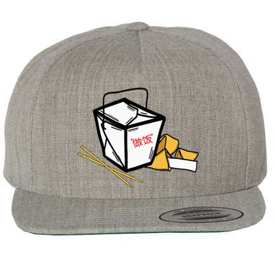 Chinese Take Out Fortune Cookie Asian Inspired Wool Snapback Cap