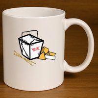 Chinese Take Out Fortune Cookie Asian Inspired 11oz C Handle Ceramic Mug