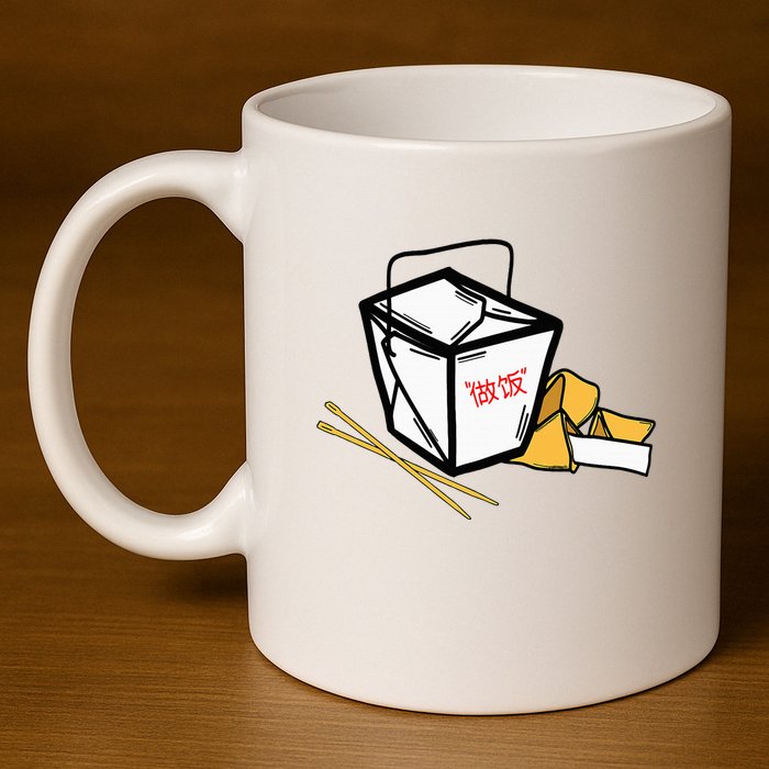 Chinese Take Out Fortune Cookie Asian Inspired 11oz C Handle Ceramic Mug