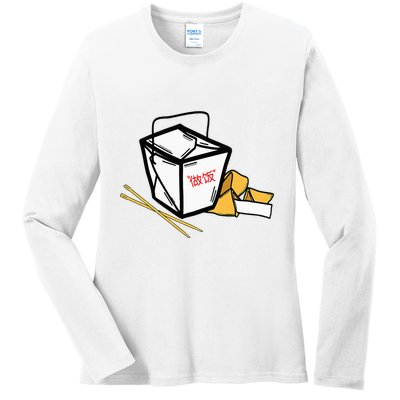 Chinese Take Out Fortune Cookie Asian Inspired Ladies Long Sleeve Shirt