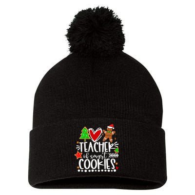 Christmas Teacher Of Smart Cookies Funny Cute Gingerbread  Pom Pom 12in Knit Beanie