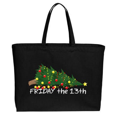 Christmas Tree Ornaments Fallen Over Friday The 13th Cotton Canvas Jumbo Tote