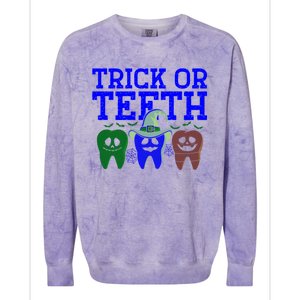 Cute Trick Or Teeth Dentist Halloween Funny Dental Hygienist Gift Colorblast Crewneck Sweatshirt