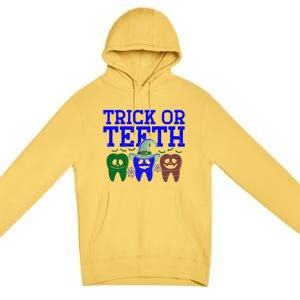 Cute Trick Or Teeth Dentist Halloween Funny Dental Hygienist Gift Premium Pullover Hoodie