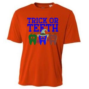 Cute Trick Or Teeth Dentist Halloween Funny Dental Hygienist Gift Cooling Performance Crew T-Shirt