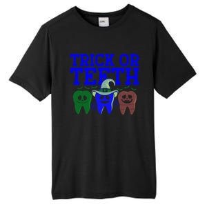 Cute Trick Or Teeth Dentist Halloween Funny Dental Hygienist Gift Tall Fusion ChromaSoft Performance T-Shirt