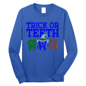 Cute Trick Or Teeth Dentist Halloween Funny Dental Hygienist Gift Long Sleeve Shirt