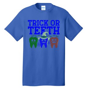 Cute Trick Or Teeth Dentist Halloween Funny Dental Hygienist Gift Tall T-Shirt