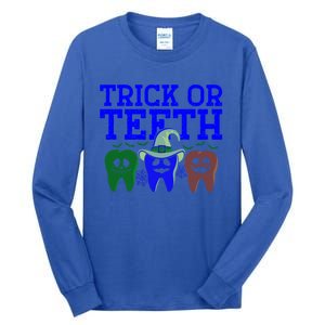 Cute Trick Or Teeth Dentist Halloween Funny Dental Hygienist Gift Tall Long Sleeve T-Shirt