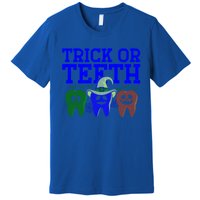 Cute Trick Or Teeth Dentist Halloween Funny Dental Hygienist Gift Premium T-Shirt