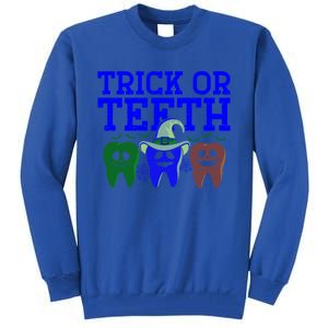 Cute Trick Or Teeth Dentist Halloween Funny Dental Hygienist Gift Tall Sweatshirt