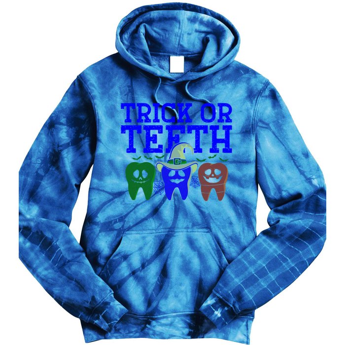 Cute Trick Or Teeth Dentist Halloween Funny Dental Hygienist Gift Tie Dye Hoodie