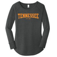 Classic Tn Orange Print Retro Varsity Vintage Tennessee Women's Perfect Tri Tunic Long Sleeve Shirt