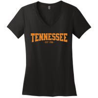 Classic Tn Orange Print Retro Varsity Vintage Tennessee Women's V-Neck T-Shirt