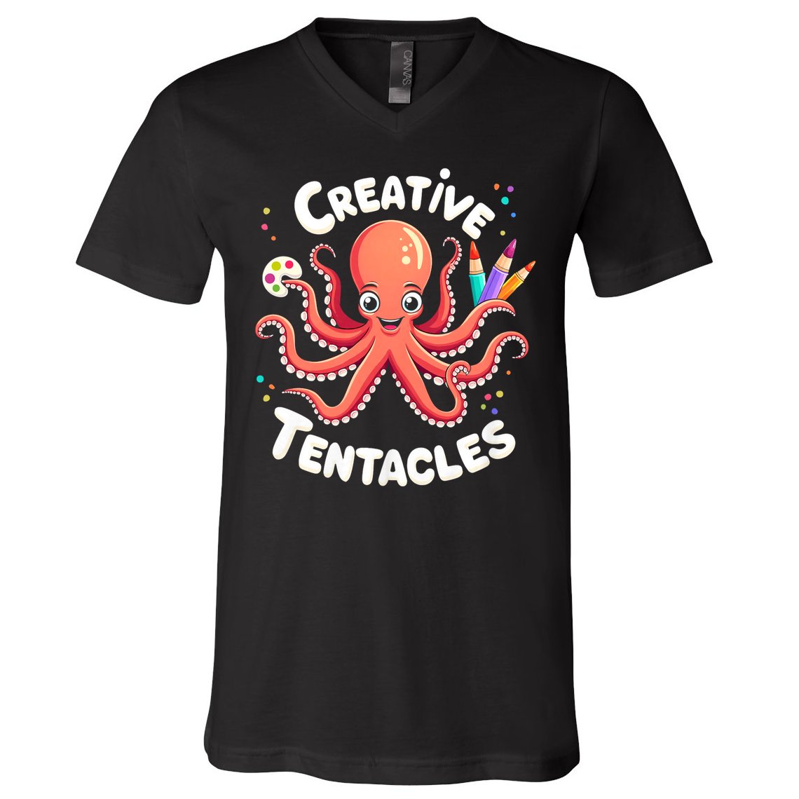 Creative Tentacles Octopus Artist V-Neck T-Shirt
