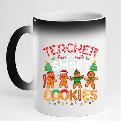 Christmas Teacher Of Smart Cookies Funny Cute Gingerbread 11oz Black Color Changing Mug