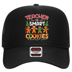 Christmas Teacher Of Smart Cookies Funny Cute Gingerbread High Crown Mesh Back Trucker Hat