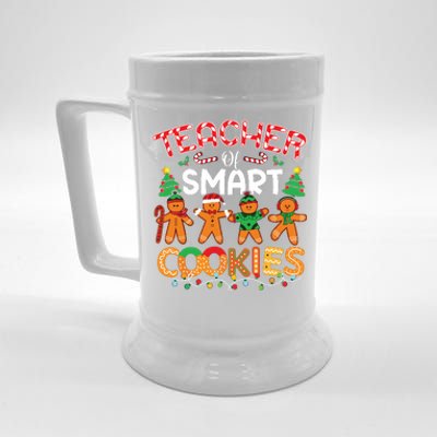 Christmas Teacher Of Smart Cookies Funny Cute Gingerbread Beer Stein