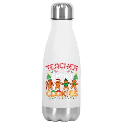 Christmas Teacher Of Smart Cookies Funny Cute Gingerbread Stainless Steel Insulated Water Bottle