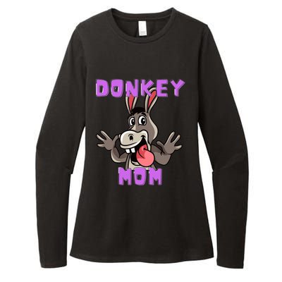 Cute Tongue Out Funny Silly Donkey Mom Design Womens CVC Long Sleeve Shirt