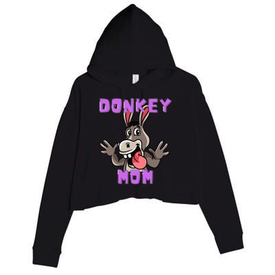 Cute Tongue Out Funny Silly Donkey Mom Design Crop Fleece Hoodie