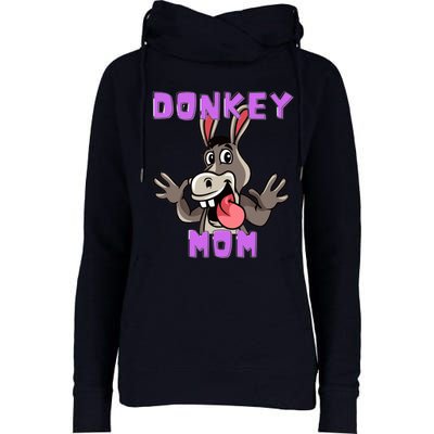 Cute Tongue Out Funny Silly Donkey Mom Design Womens Funnel Neck Pullover Hood