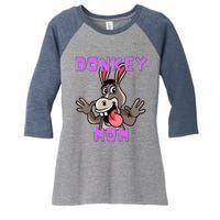 Cute Tongue Out Funny Silly Donkey Mom Design Women's Tri-Blend 3/4-Sleeve Raglan Shirt