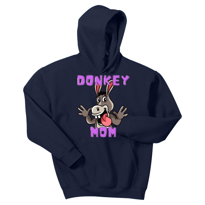 Cute Tongue Out Funny Silly Donkey Mom Design Kids Hoodie