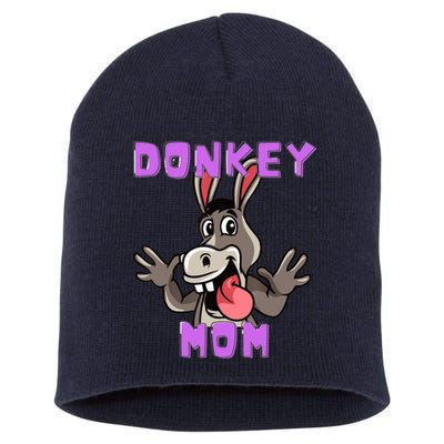 Cute Tongue Out Funny Silly Donkey Mom Design Short Acrylic Beanie