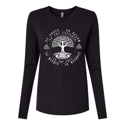 Celtic Tree Of Life As Above So Below Spiritual Yoga Womens Cotton Relaxed Long Sleeve T-Shirt