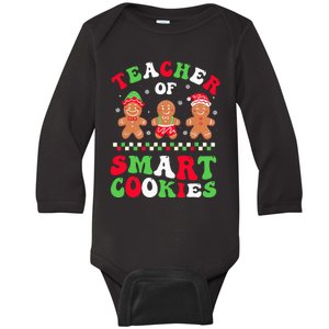 Christmas Teacher Of Smart Cookies Gingerbread Crew Groovy Baby Long Sleeve Bodysuit