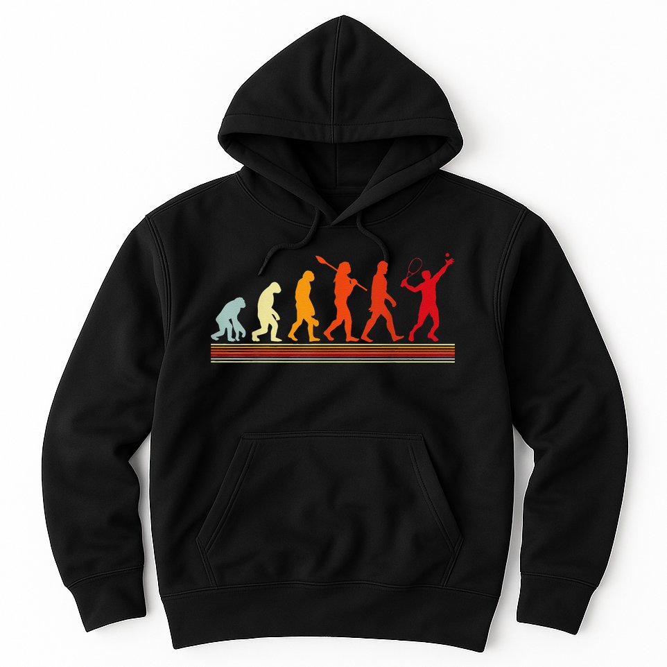 Cute Tennis Player Evolution Retro Vintage Color Hoodie