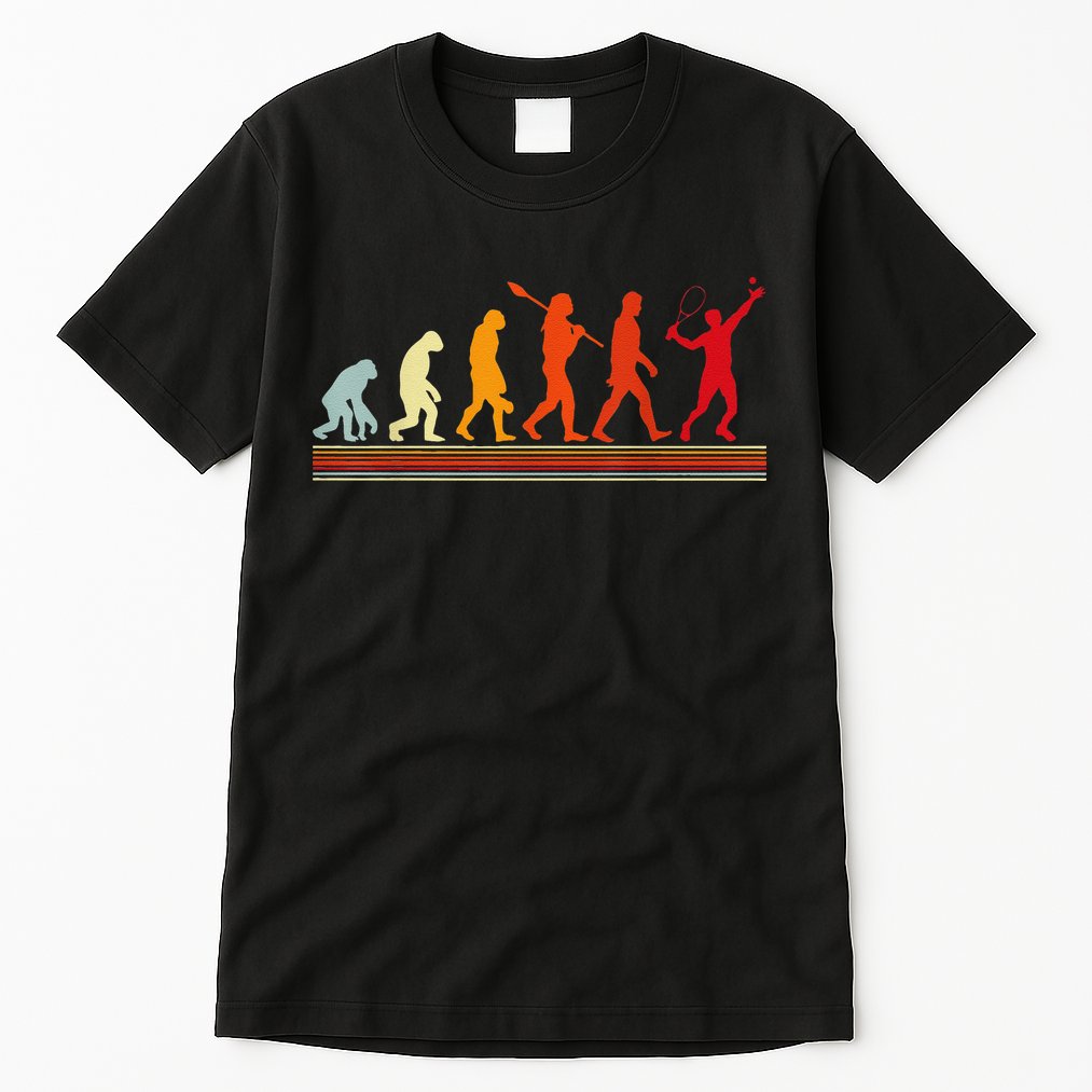 Cute Tennis Player Evolution Retro Vintage Color Tall T-Shirt