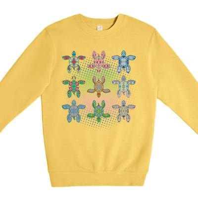 Colorful Tribal Pattern Sea Turtles Premium Crewneck Sweatshirt