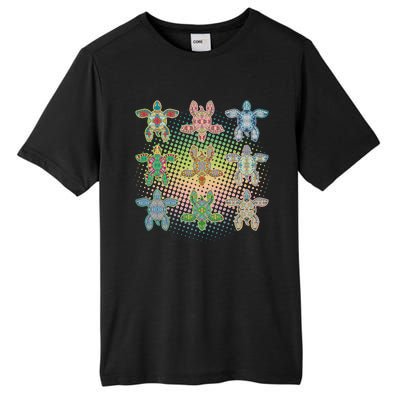 Colorful Tribal Pattern Sea Turtles Tall Fusion ChromaSoft Performance T-Shirt