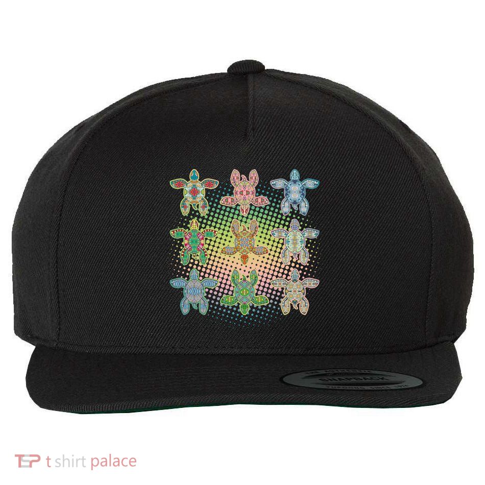 Colorful Tribal Pattern Sea Turtles Wool Snapback Cap