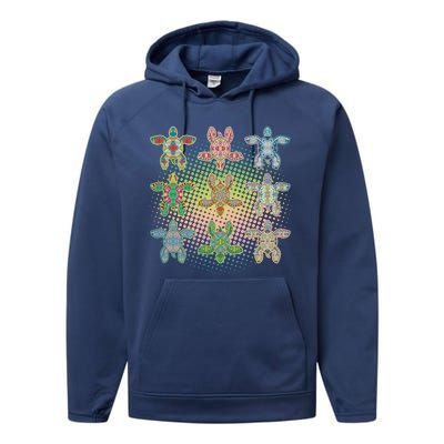 Colorful Tribal Pattern Sea Turtles Performance Fleece Hoodie