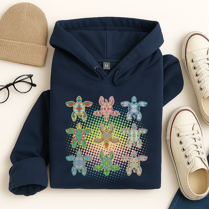 Colorful Tribal Pattern Sea Turtles Hoodie
