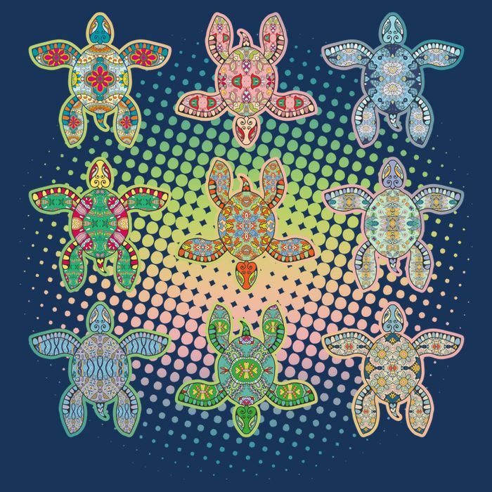 Colorful Tribal Pattern Sea Turtles Hoodie