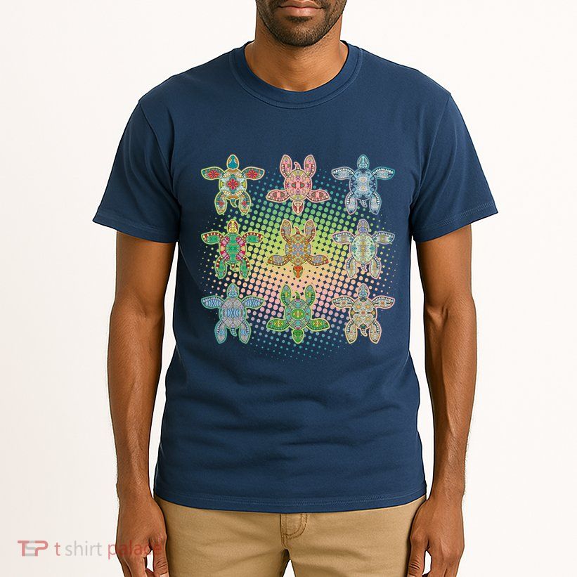 Colorful Tribal Pattern Sea Turtles Tall T-Shirt