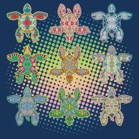 Colorful Tribal Pattern Sea Turtles 16 in Basic Backpack