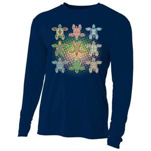 Colorful Tribal Pattern Sea Turtles Cooling Performance Long Sleeve Crew