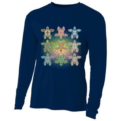Colorful Tribal Pattern Sea Turtles Cooling Performance Long Sleeve Crew