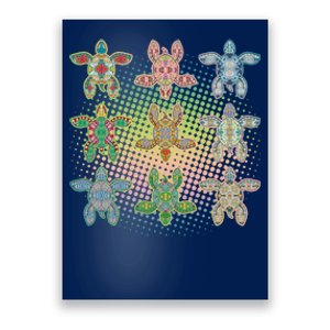 Colorful Tribal Pattern Sea Turtles Poster