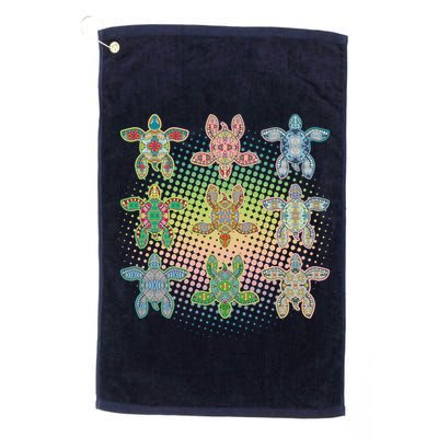 Colorful Tribal Pattern Sea Turtles Golf Towel